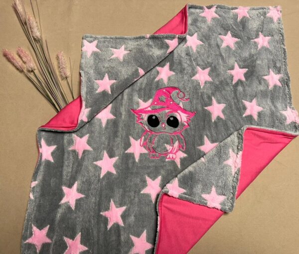 Babydecke Eule Rosa