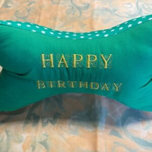 Nackenkissen Happy Birthday Gelber Stick Grün mit Sterne