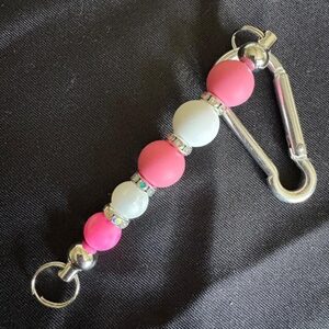 Schlüsselanhänger Pink und Weiss